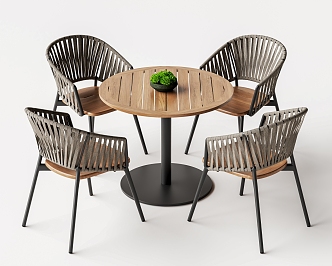 Outdoor Round Table and Chair Combination Outdoor Rattan Chair Outdoor Table and Chair Combination 3d model