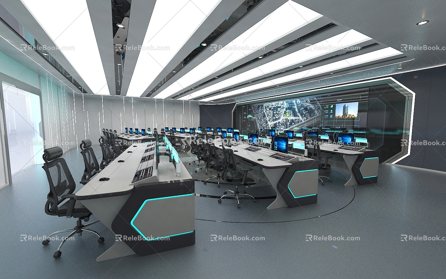 Intelligent Seat Command Center Monitoring Hall Command Hall Console 3d model