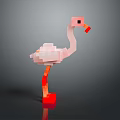 Pixel Art Flamingo Model With Pink Body And Orange Legs Standing