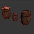 Home Living Wooden Barrels Set With Different Sizes And Metal Hoops