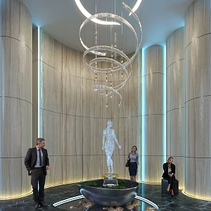Modern Exhibition Hall Chandelier 3d model