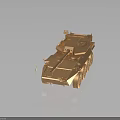 Six Wheeled Armored Military Vehicle With Bronze Finish And Mounted Equipment On Dark Background