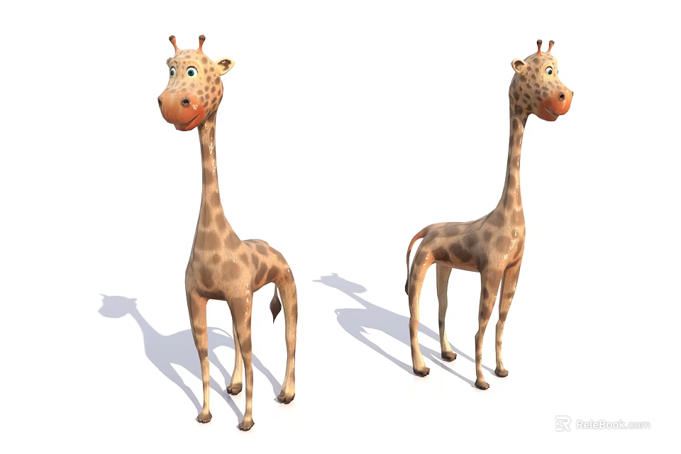 Cute Giraffe Decorative Ornament Set With Two Figurines For Home Decor 3d model 