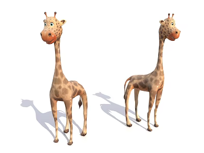 Cute Giraffe Decorative Ornament Set With Two Figurines For Home Decor 3d model