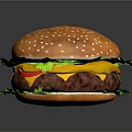 Delicious Juicy Hamburger With Sesame Bun Fresh Lettuce Tomato Slices Melted Cheese And Beef Patty