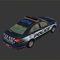 Black and White Police Sedan Car With 074 Number And Roof Lights