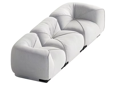 Light Gray Sectional Sofa With Tufted Design And Plush Upholstery For Living Room 3d model