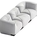 Light Gray Sectional Sofa With Tufted Design And Plush Upholstery For Living Room