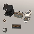 Modern White Kitchen Coffee Machines With Beans Tray And Utensil Holder