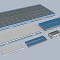 Multiple Industrial Warehouse Designs With Various Roofs And Ancillary Buildings
