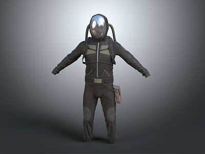 Functional Full Body Protective Workwear Suit With Helmet And Dark Design Details 3d model
