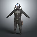 Functional Full Body Protective Workwear Suit With Helmet And Dark Design Details