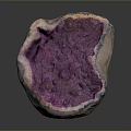 Purple Amethyst Geode With Sparkling Crystals On Dark Display Background