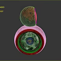 SpiderMan Themed Red And Black Spherical Figure With Central Emblem And Bottom Structure