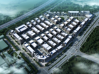 Modern Bird's Eye View Factory Area Industrial Park model