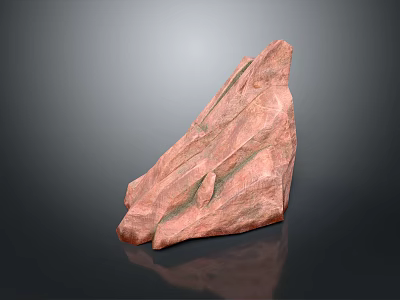 Organic Rust Red Wooden Stone with Natural Veins and Rough Texture 3d model