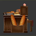 Wooden Food Stall Displaying Fresh Bread Cakes Pies Fruits And Eggs