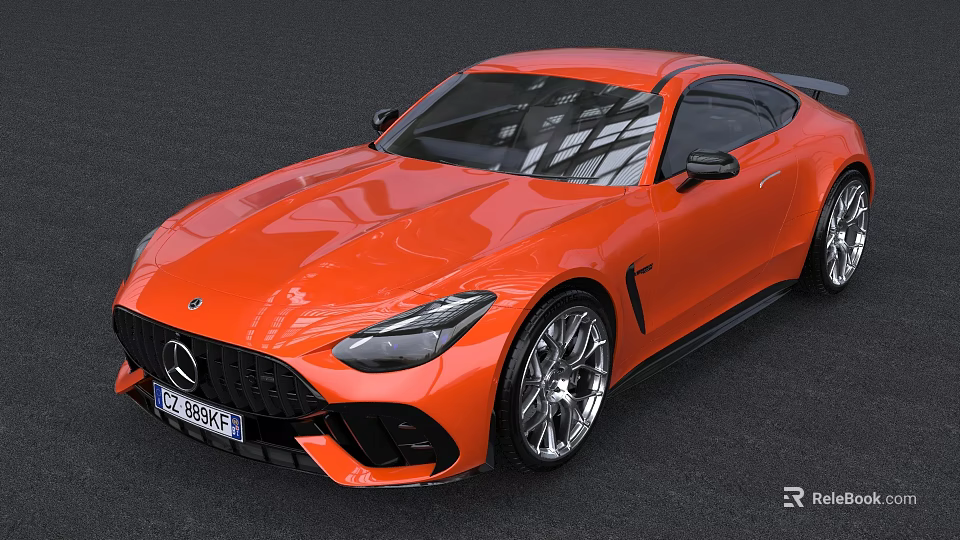 Orange Mercedes Benz Sports Coupe With Sleek Exterior And Alloy Wheels 3d model 