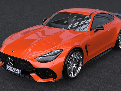 Orange Mercedes Benz Sports Coupe With Sleek Exterior And Alloy Wheels 3d model