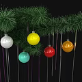 Decorative Colorful Christmas Ornaments Hanging On Green Pine Branches For Holiday Decoration