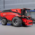 Red CASE IH Combine Harvester with Large Tires Agricultural Functional Vehicle in Warehouse