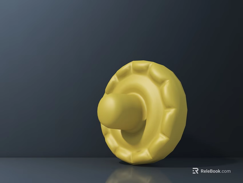 Yellow Sculpture with Circular Base Sphere and Decorative Petal Like Edges 3d model 
