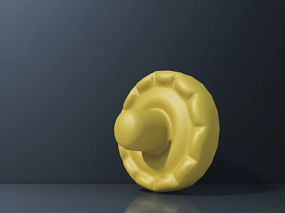 Yellow Sculpture with Circular Base Sphere and Decorative Petal Like Edges 3d model