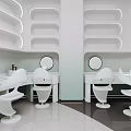 Modern Hospital Outpatient Clinic Waiting Area With White Chairs Mirrors And Counters