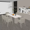 Modern White Dining Table Set With Six Chairs In Kitchen Interior
