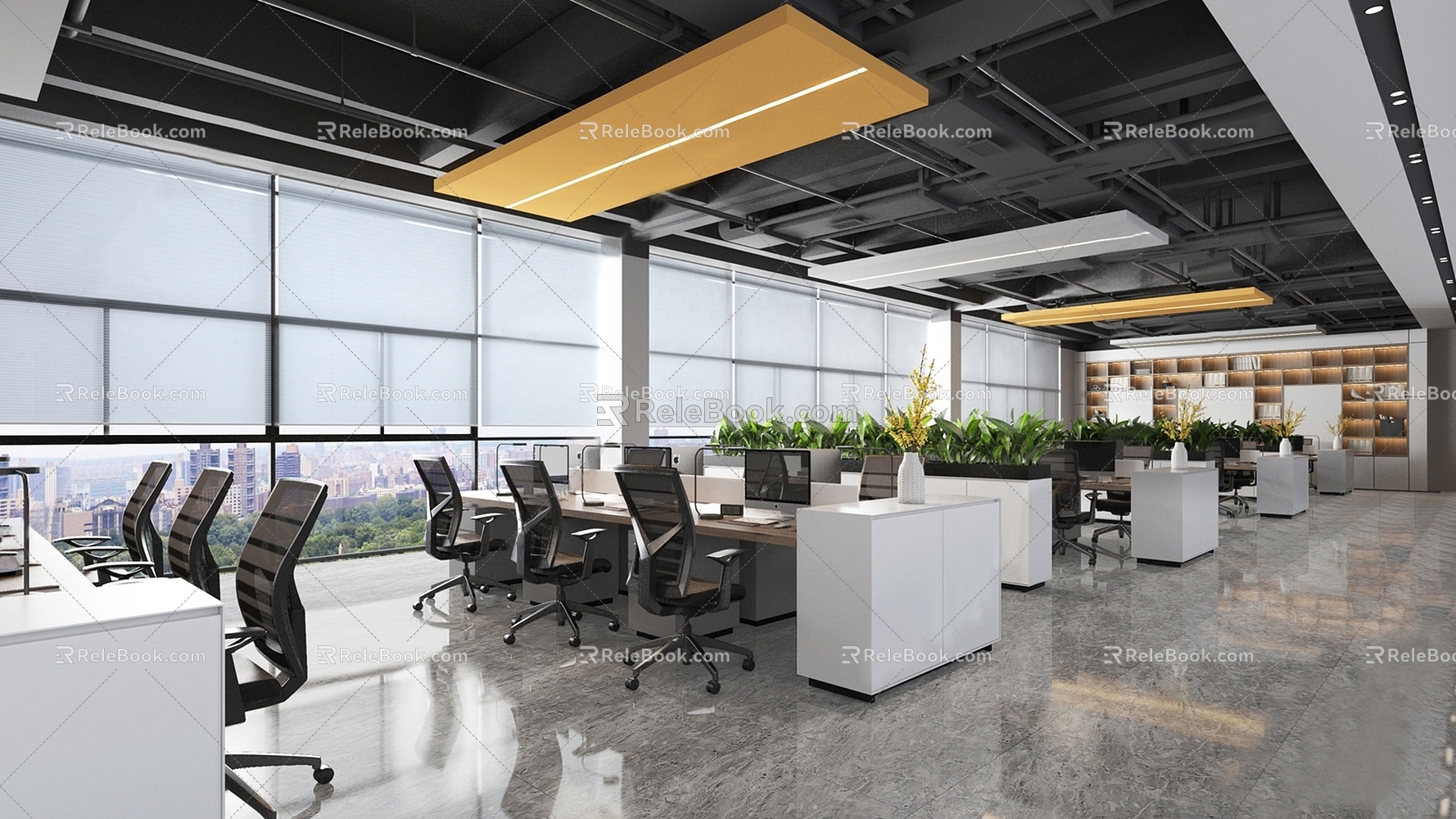 Modern public office area 3d model