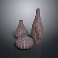 Artistic Handcrafted Modern Sculpture Carving Three Striped Vases Decorative Design