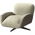 Modern Beige Lounge Chair With Brown Contrast Armrests And Black Legs