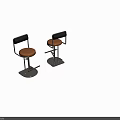 Retro Industrial Leather Padded Bar Stools With Polished Chrome Frame Backrest And Wooden Footrest