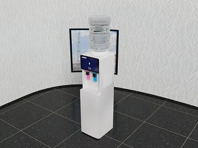 Standing White Water Dispenser With Display Screen And Hot Cold Water Outlets For Home Office Use 3d model