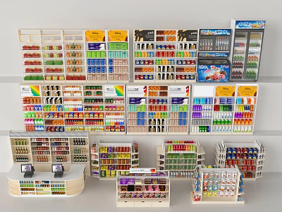 Various Retail Display Shelves With Multiple Layers For Different Products 3d model