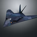 Stealth Military Aircraft Featuring Dark Blue Camouflage Sleek Fuselage And Twin Vertical Tails