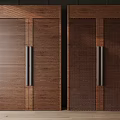 Modern Solid Walnut Wood Wardrobe Sets With Unique Textured Door Panels And Sleek Long Handles