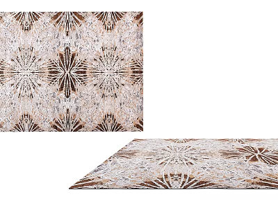 Modern Square Rug With Intricate Geometric Pattern In Beige And Brown Tones 3d model