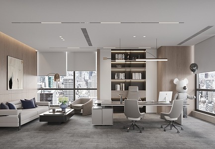 General Manager Office Desk and Chair Combination Office Cabinet Sofa Coffee Table Combination 3d model