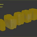 White Plastic Buckets of Various Sizes Arranged in a Row on Black Background