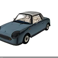 Light Blue Vintage Convertible Car With White Top And Round Headlights