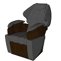 Gray Massage Chair With Wooden Armrests And Modern Ergonomic Design For Comfortable Relaxation