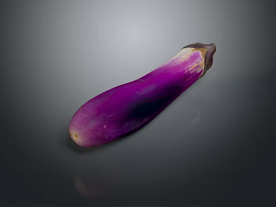 Fresh Purple Eggplant Healthy Vegetable on Gray Background Close Up View 3d model