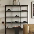 Modern Open Bookshelf Interior With Stacked Books Decorative Bowls And Small Decor Items