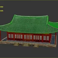 Traditional Chinese Architecture With Blue Tiled Roof Red Wooden Structure And Stone Steps