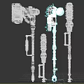 Self-made weapon mace blade saw sledgehammer transformation weapon mechanical cold weapon 3d model