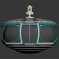Green And Brown Cable Car Cabin With Top Bar And Metal Structure