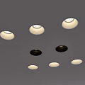 Multiple White and Black Illuminated Downlights and Spotlights on Gray Ceiling 3d model