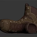 Brown Work Boots With Metallic Buckles Thick Soles And Durable Design 3d model