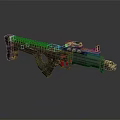 Modern Black Tactical Rifle With Scope Magazine And Red Accent Grip